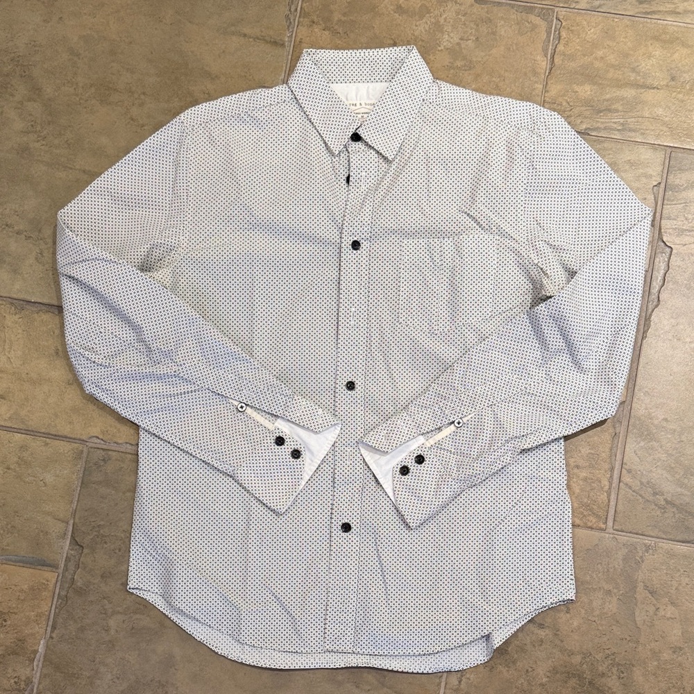 Rag & Bone White and Black Patterned Shirt- MENs